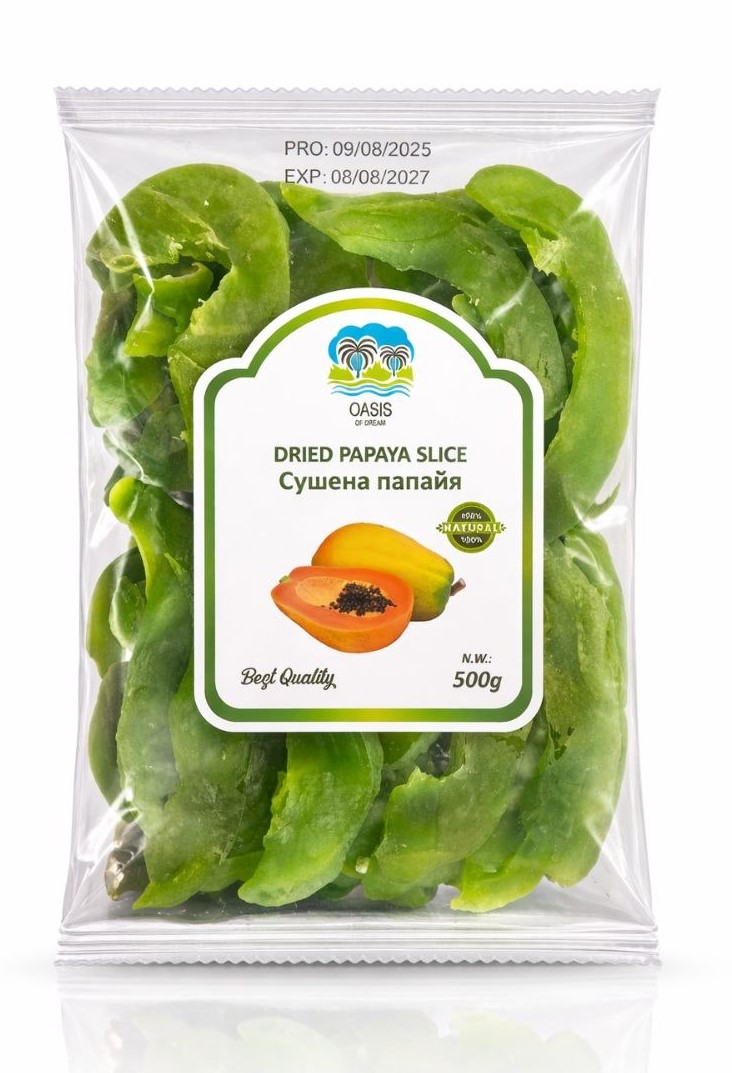 Папайя слайс сушена зелена (цукат)